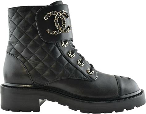 chanel quilted black boots price|chanel denim combat boots.